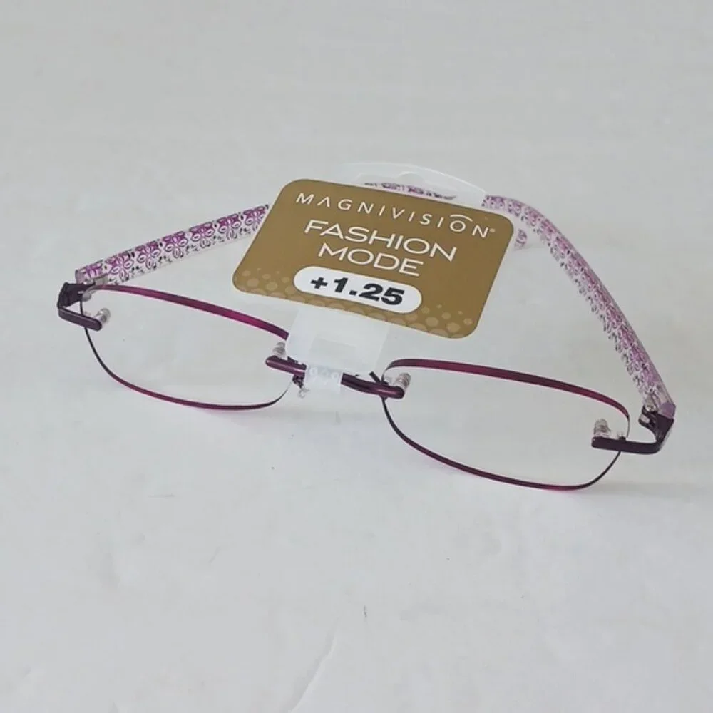 Magnivision Women's Rimless Readers Eye Glasses Daniella +1.25 Purple